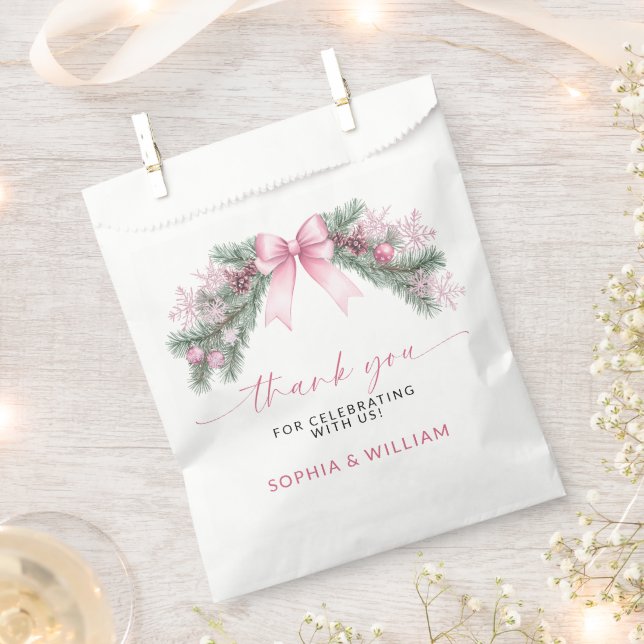 Rosa Schleife Weihnachts Hochzeit Geschenktütchen (Ausgeschnitten)