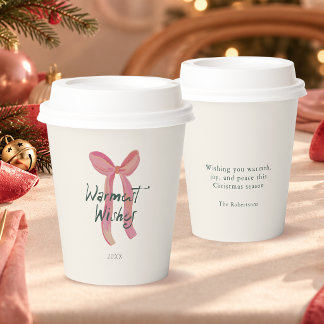 Rosa Schleife Weihnachtswünsche Papierbecher