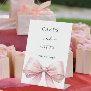 Rosa Schleife weiße Karten Geschenke Schild
