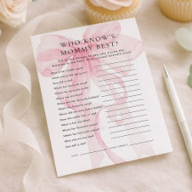 Rosa Schleife Wer kennt Mama am besten Baby Shower