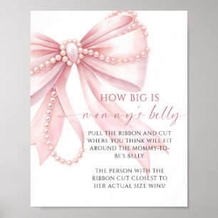 Rosa Schleife Wie groß ist Mamas Bauch Baby Shower Poster