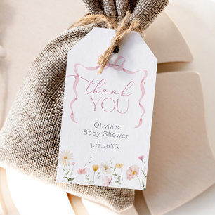 Rosa Schleife Wildblume Phantastisch Danke Geschenkanhänger