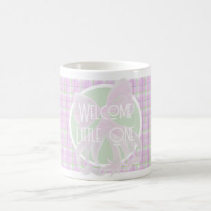 Rosa Schleife-Willkommen Kleines- rosa grün karier Kaffeetasse