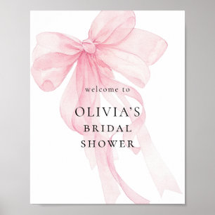 Rosa Schleife Willkommen zur Hochzeitsparty Poster