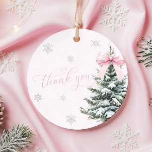 Rosa Schleife Winter Onederland Erster Geburtstag Geschenkanhänger