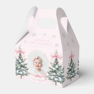 Rosa Schleife Winter ONEderland Erster Geburtstag Geschenkschachtel