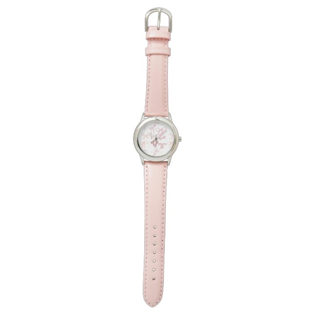 Rosa Schleifen  Armbanduhr (Flach)