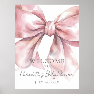 Rosa Schleifen-Baby-Begrüßungsschild zur Babyparty Poster