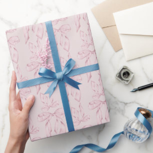 Rosa Schleifen Baby Mädchen 1. Geburtstag Geschenkpapier