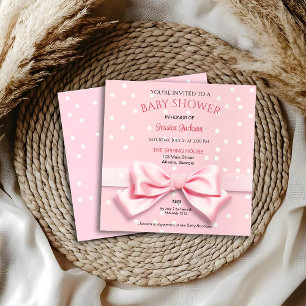 Rosa Schleifen Baby Mädchen mit gepunktetem Quadra Ankündigung