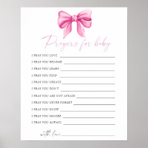 Rosa Schleifen-Baby-Party-Gebete für das Baby Poster