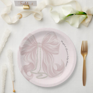 Rosa Schleifen-Baby-Party Pappteller