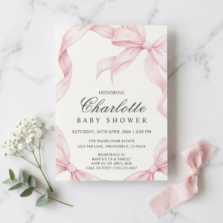 Rosa Schleifen-Baby-Shower-Einladung Einladung