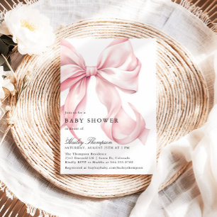 Rosa Schleifen-Baby-Shower-Einladung mit Coquette- Einladung