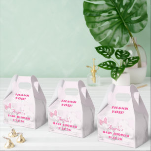 Rosa Schleifen Baby Shower Personalisiert Geschenkschachtel