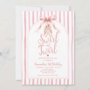 Rosa Schleifen-Ballerina-Tutu-Swirbel-und-Drehung- Einladung