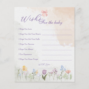 Rosa Schleifen-Blumen-Aquarell-Baby-Shower-Wunschk