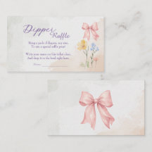 Rosa Schleifen-Blumen-Aquarell-Dipper-Raffle-Karte