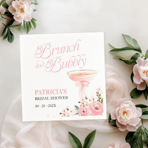 Rosa Schleifen-Blumen-Brunch und prickelnde Brautp Serviette