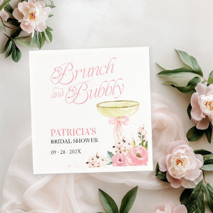 Rosa Schleifen Blumen Brunch und Sprudel Brautpart Serviette