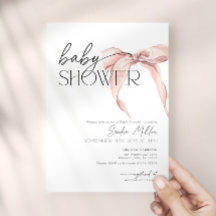 Rosa Schleifen-Blush-Coquette-Baby-Shower-Einladun