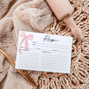 Rosa Schleifen-Brautjungfernparty-Rezeptkarte Einladung
