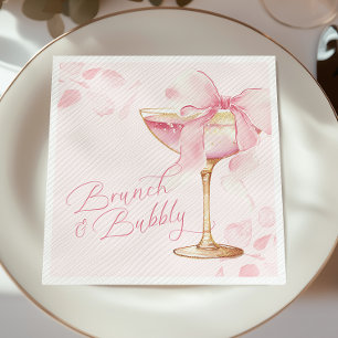 Rosa Schleifen-Brunch und Sprudel Serviette