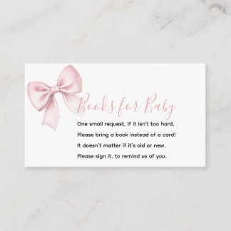 Rosa Schleifen Bücher für Baby Mädchen Shower Coqu Begleitkarte