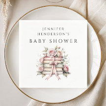Rosa Schleifen-Bücherstapel-Baby Shower