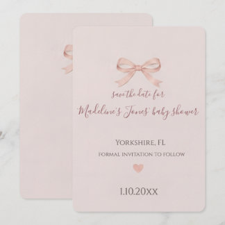 Rosa Schleifen-Coquette-Baby-Shower-Einladung zum