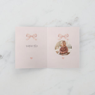 Rosa Schleifen-Coquette-Baby-Shower-Foto Dankeskarte