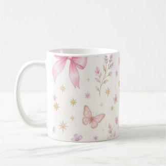 * Rosa Schleifen Coquette Geburtstagskerze für Mäd Kaffeetasse