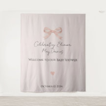 Rosa Schleifen-Coquette-Mädchen-Baby-Shower-Rückwa