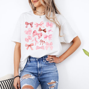 Rosa Schleifen Coquette y2k gepflegte Ästhetik T-Shirt