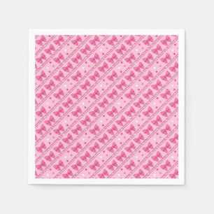 Rosa Schleifen Diagonale Streifen Punkte Serviette