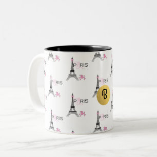 Rosa Schleifen Eiffelturm Paris Frankreich Pudel C Zweifarbige Tasse
