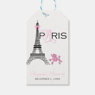 Rosa Schleifen-Eiffelturm Paris Frankreich Pudel-P Geschenkanhänger