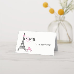 Rosa Schleifen Eiffelturm Paris Frankreich Pudel P Platzkarte