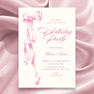 Rosa Schleifen-Geburtstag Einladung