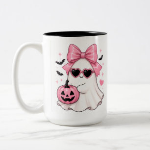 Rosa Schleifen-Geister-Herz-Sonnenbrille Zweifarbige Tasse