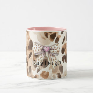 Rosa Schleifen Herz Leopard Tasse