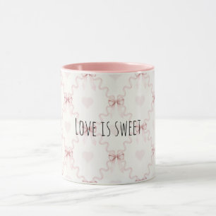 Rosa Schleifen Herzen Süße Liebe Tasse