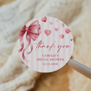 Rosa Schleifen Herzen Valentinstag Baby Shower Runder Aufkleber