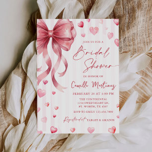 Rosa Schleifen Herzen Valentinstag Brautparty Einladung