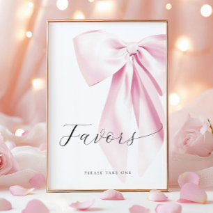Rosa Schleifen Hochzeitsdusche Geschenke Tischschi Poster