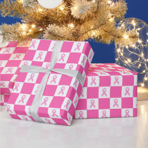 Rosa Schleifen-Karo – Brustkrebsbewusstsein Geschenkpapier