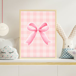 Rosa Schleifen-Kinderzimmer-Wandkunst Gingham Baby Poster