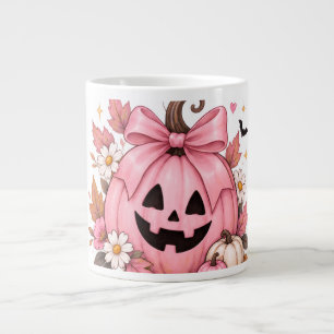 Rosa Schleifen-Kürbis Coquette Halloween Jumbo-Tasse