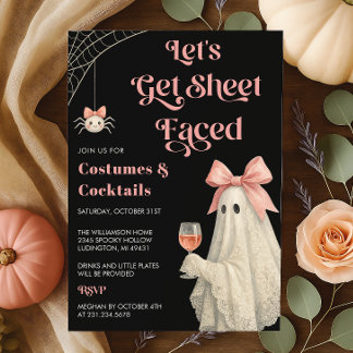 Rosa Schleifen-Lace-Geist Halloween-Party Einladung