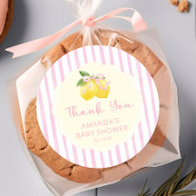 Rosa Schleifen-Lemon-Baby-Shower-Aufkleber